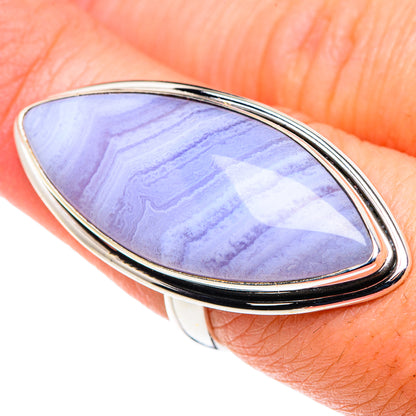 Blue Lace Agate Rings handcrafted by Ana Silver Co - RING89595