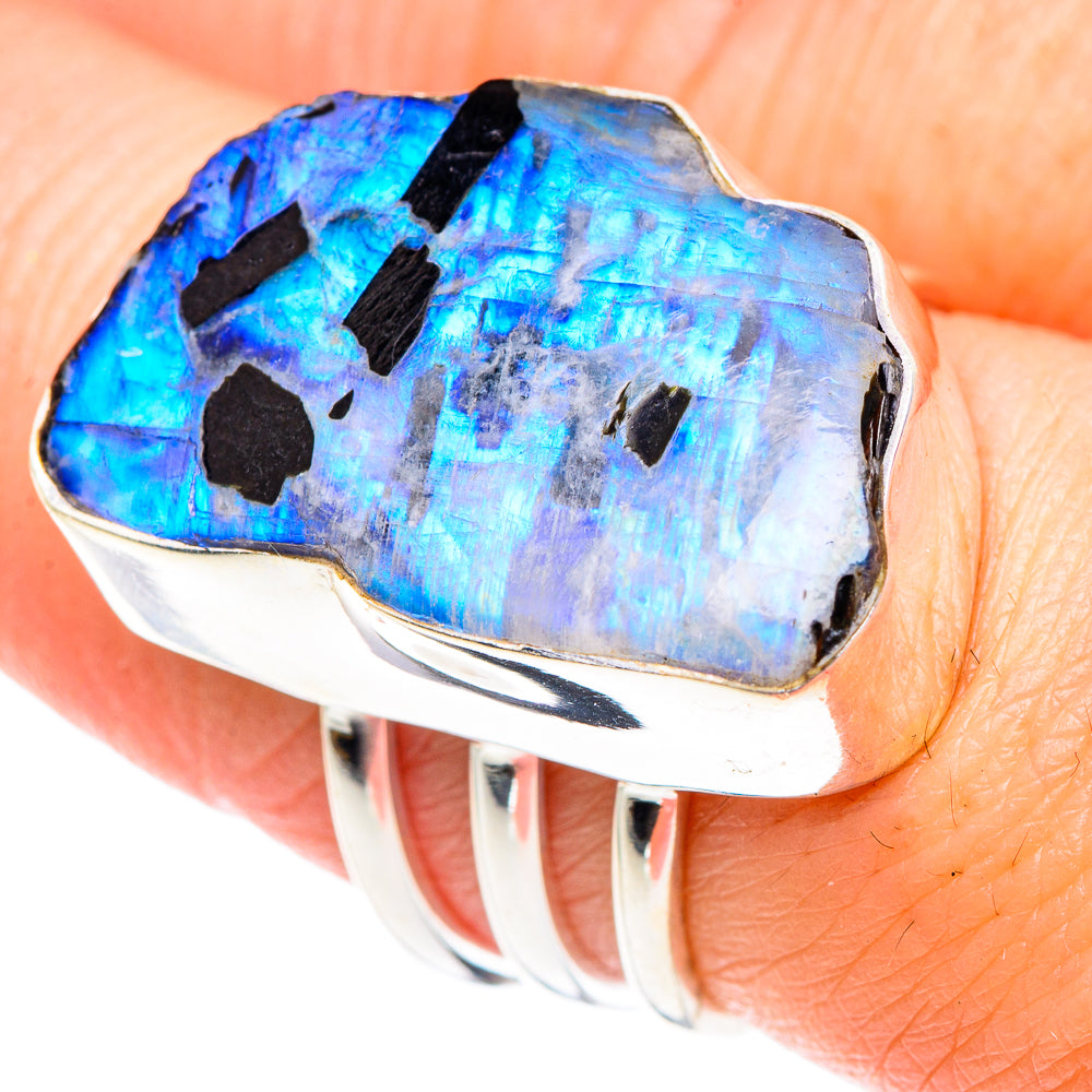 Rainbow Moonstone Rings handcrafted by Ana Silver Co - RING89597