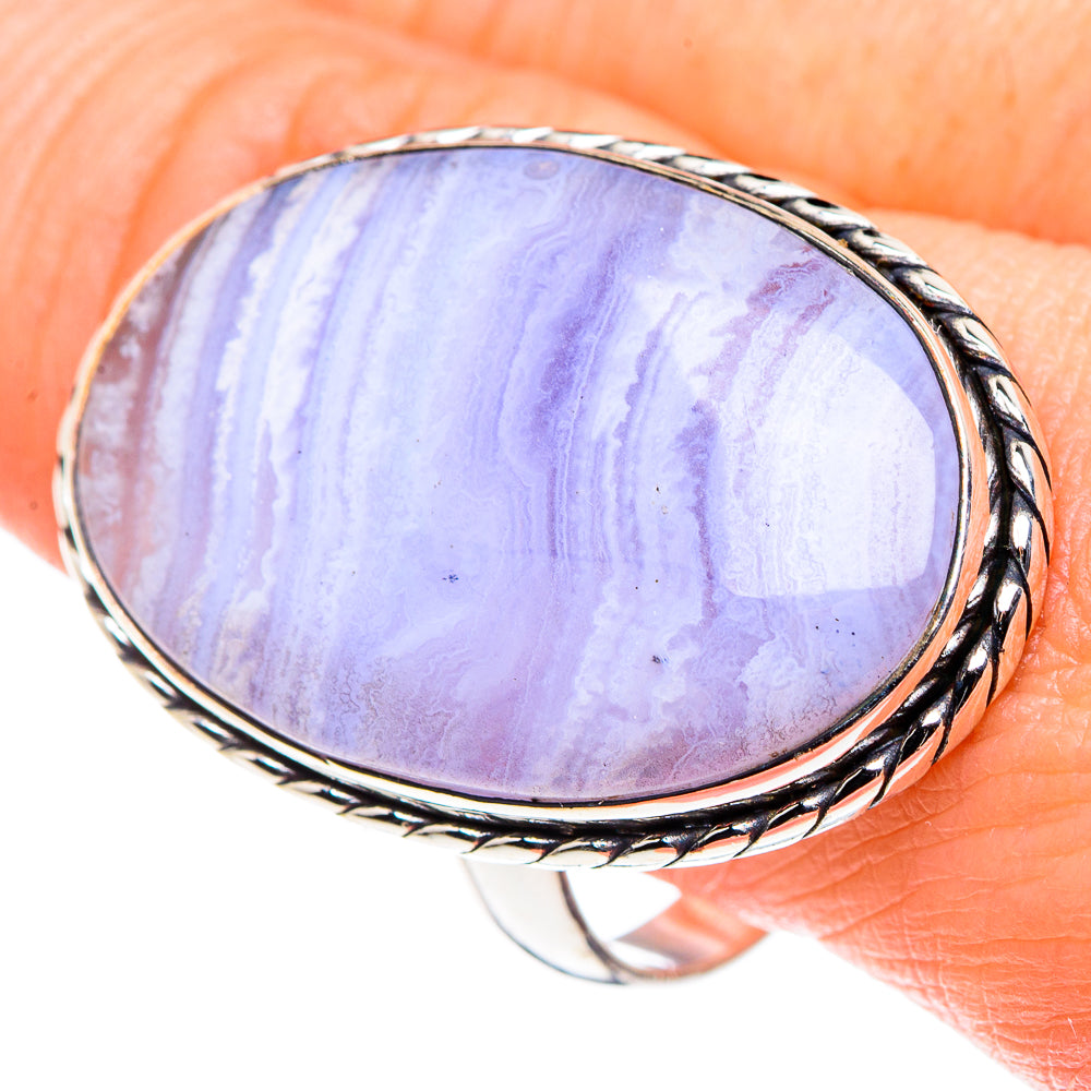 Blue Lace Agate Rings handcrafted by Ana Silver Co - RING89635
