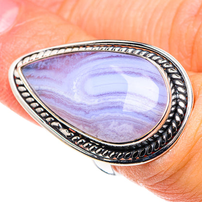 Blue Lace Agate Rings handcrafted by Ana Silver Co - RING89664