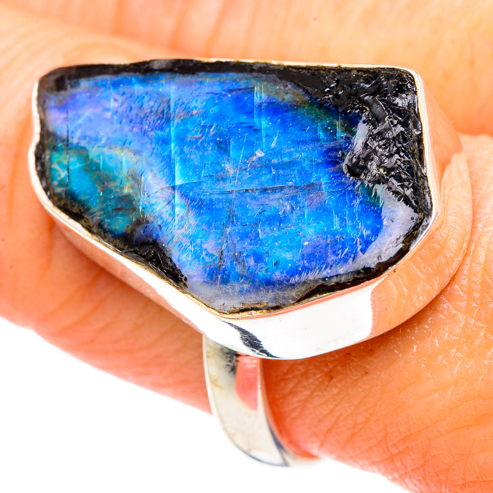 Rainbow Moonstone Rings handcrafted by Ana Silver Co - RING89665