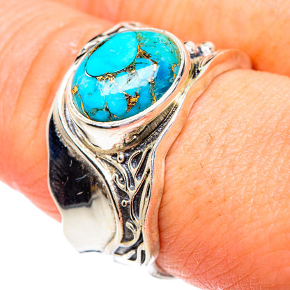 Blue Copper Composite Turquoise Rings handcrafted by Ana Silver Co - RING89678