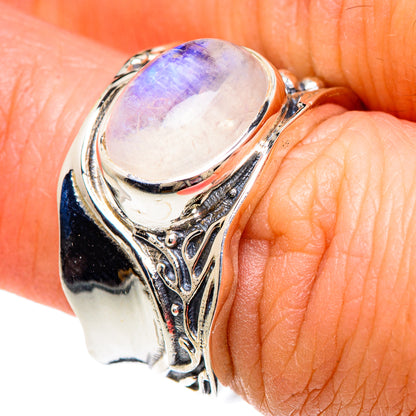 Rainbow Moonstone Rings handcrafted by Ana Silver Co - RING89703