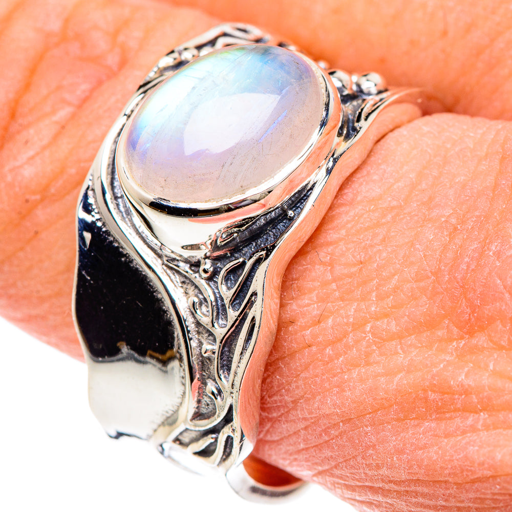 Rainbow Moonstone Rings handcrafted by Ana Silver Co - RING89737