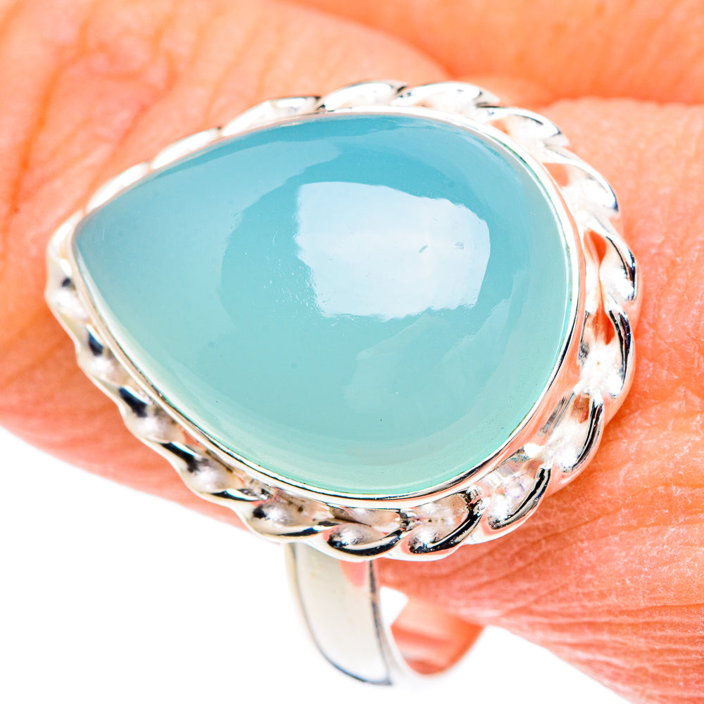 Aqua Chalcedony Rings handcrafted by Ana Silver Co - RING89743
