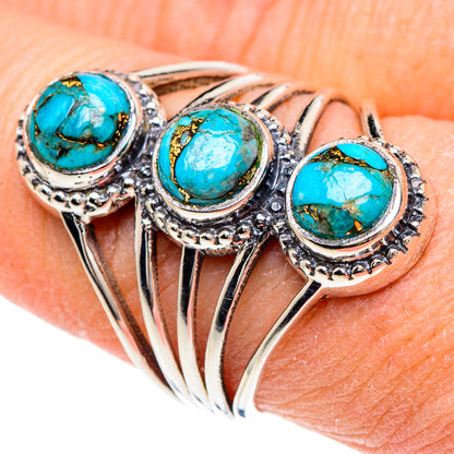 Blue Copper Composite Turquoise Rings handcrafted by Ana Silver Co - RING89744