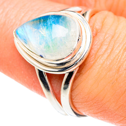 Rainbow Moonstone Rings handcrafted by Ana Silver Co - RING89784