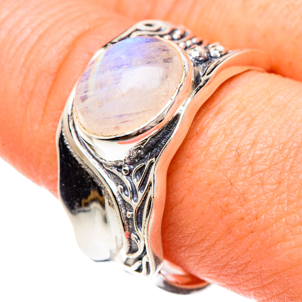 Rainbow Moonstone Rings handcrafted by Ana Silver Co - RING89833