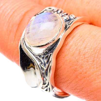 Rainbow Moonstone Rings handcrafted by Ana Silver Co - RING89833