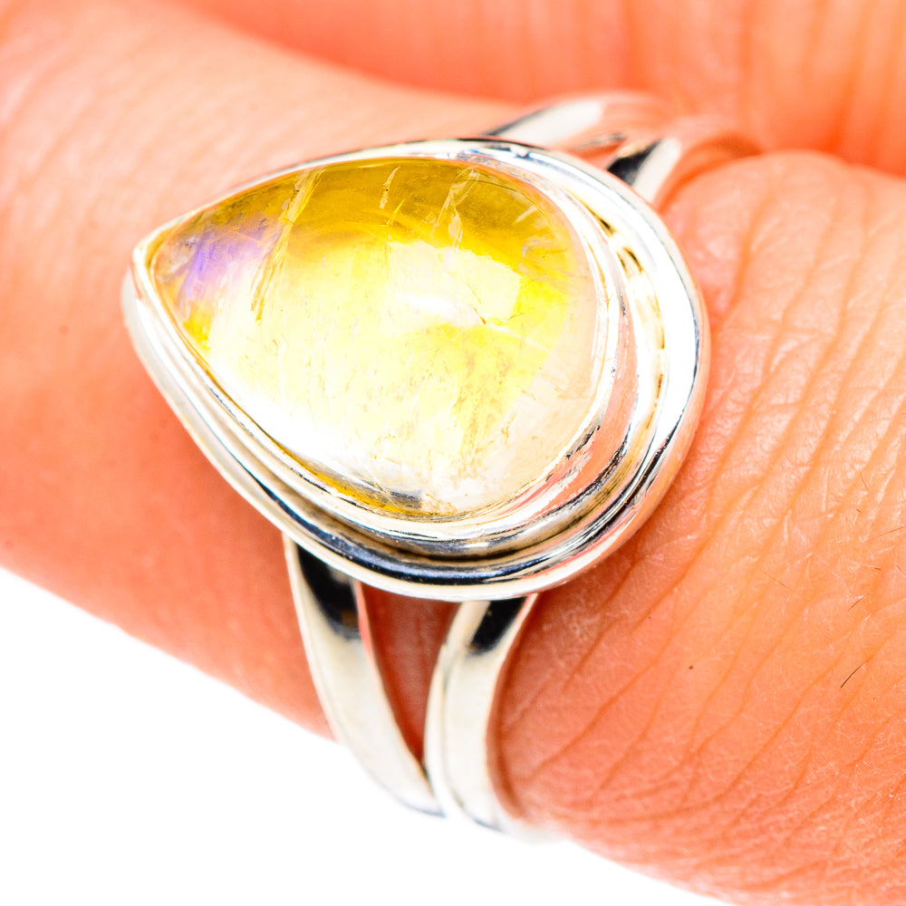 Yellow Moonstone Rings handcrafted by Ana Silver Co - RING89839