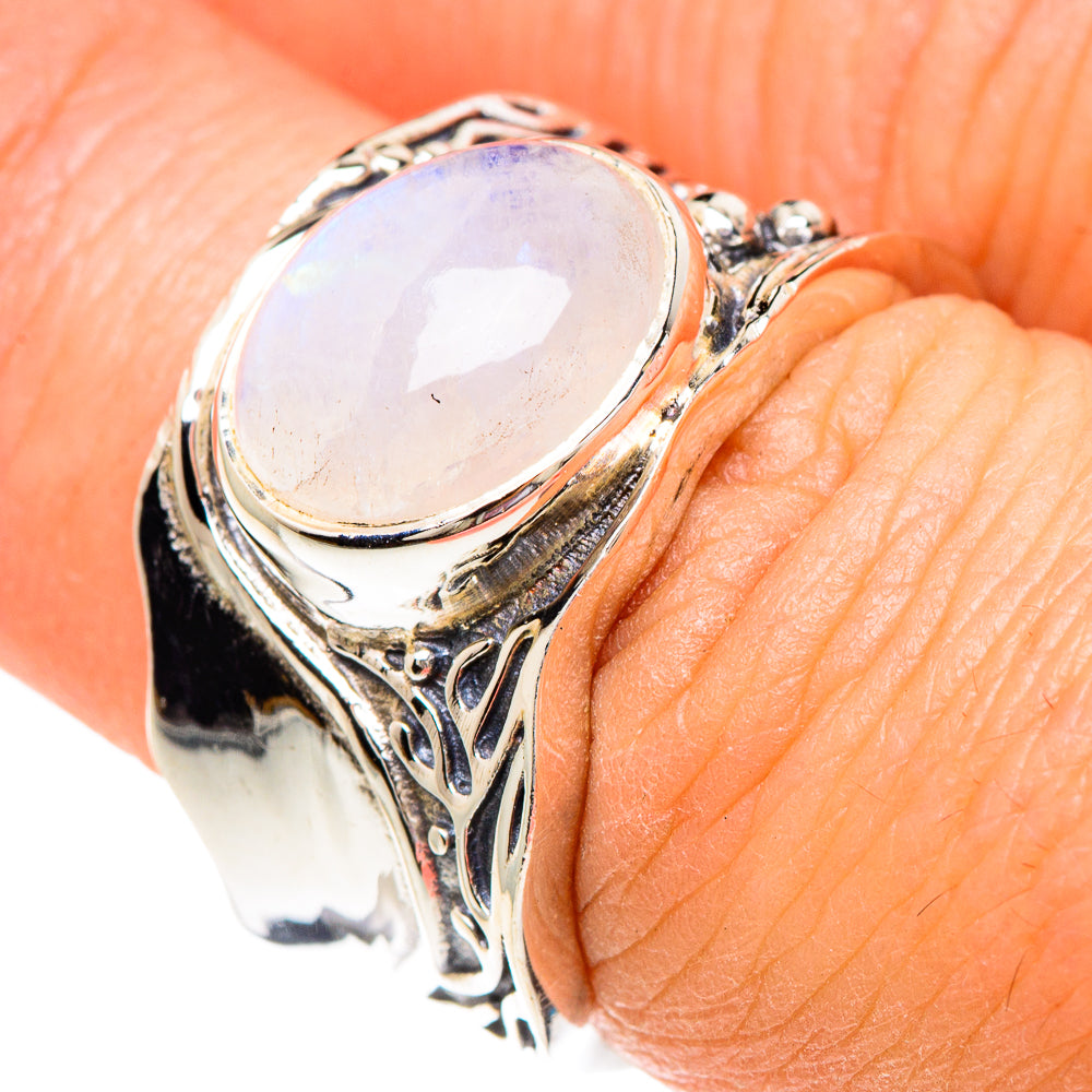 Rainbow Moonstone Rings handcrafted by Ana Silver Co - RING89865