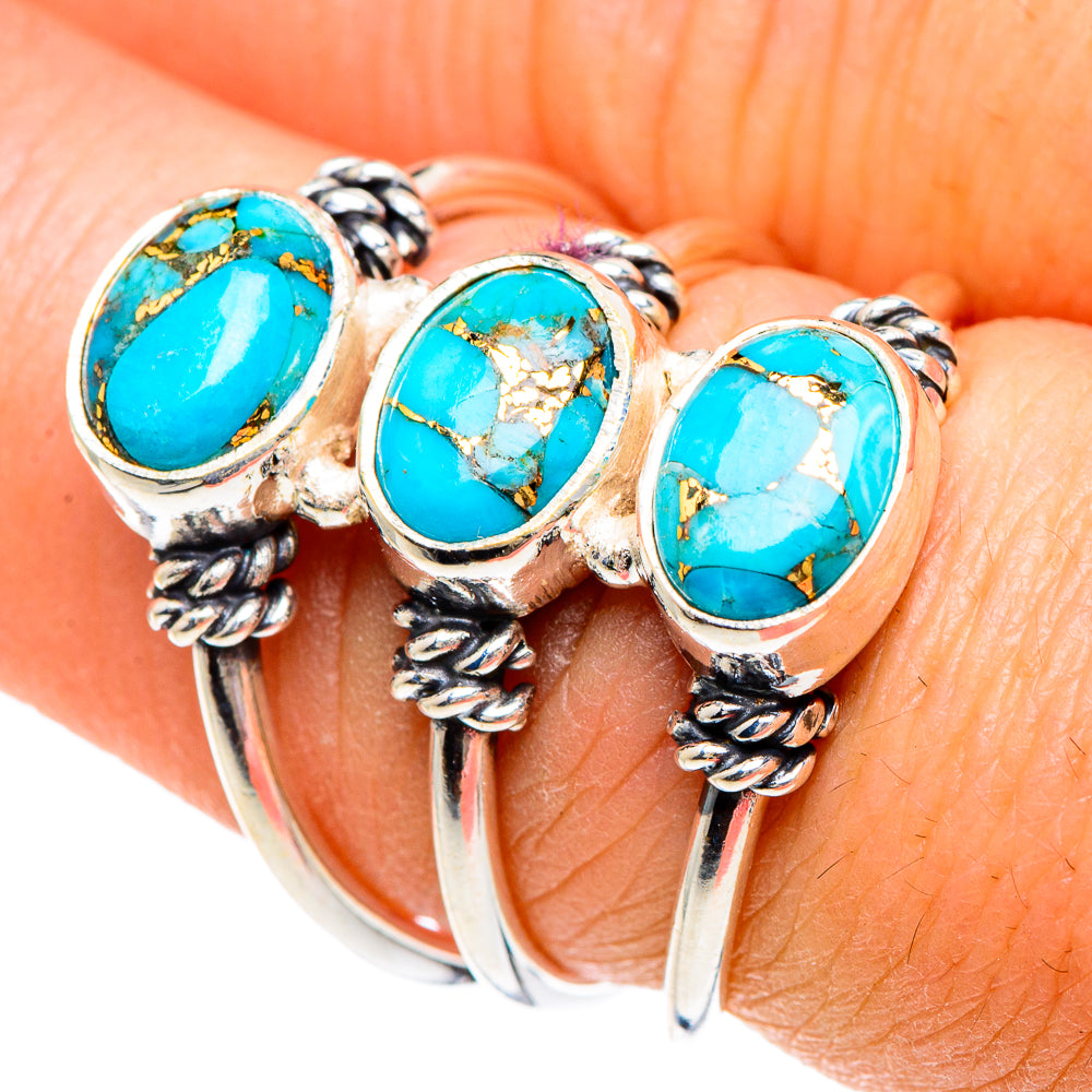 Blue Copper Composite Turquoise Rings handcrafted by Ana Silver Co - RING89873