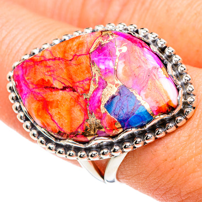 Kingman Pink Dahlia Turquoise Rings handcrafted by Ana Silver Co - RING89933