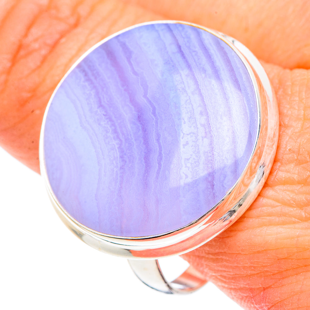 Blue Lace Agate Rings handcrafted by Ana Silver Co - RING89945
