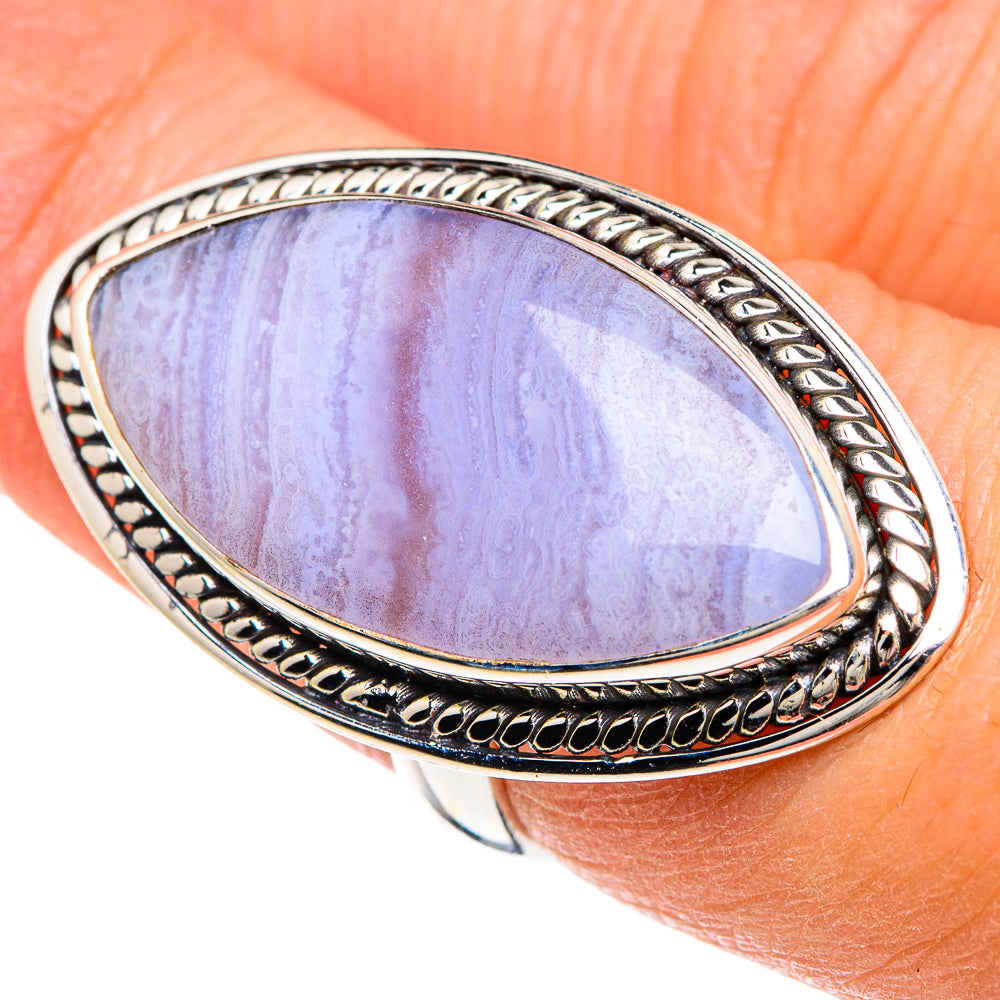 Blue Lace Agate Rings handcrafted by Ana Silver Co - RING89947