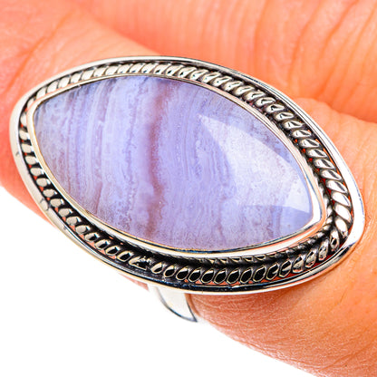 Blue Lace Agate Rings handcrafted by Ana Silver Co - RING89947
