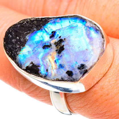 Rainbow Moonstone Rings handcrafted by Ana Silver Co - RING89948