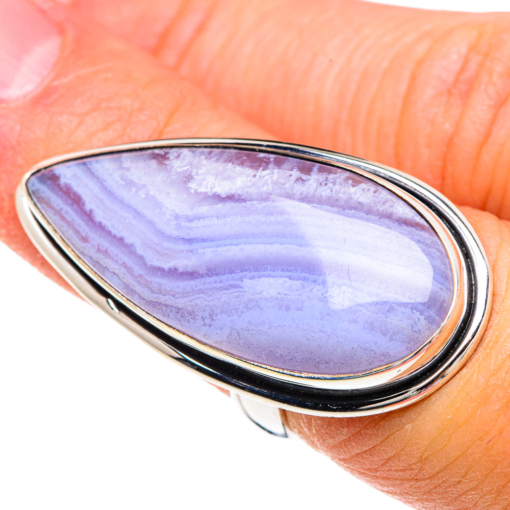 Blue Lace Agate Rings handcrafted by Ana Silver Co - RING89979
