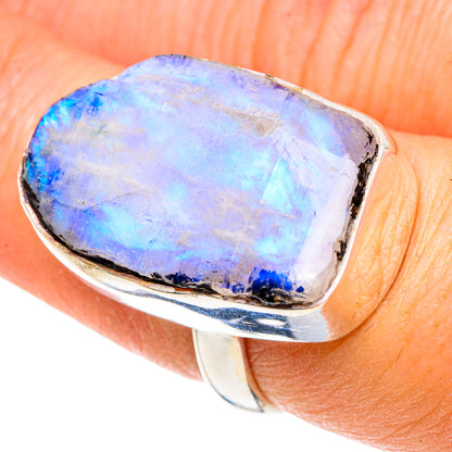 Rainbow Moonstone Rings handcrafted by Ana Silver Co - RING89980
