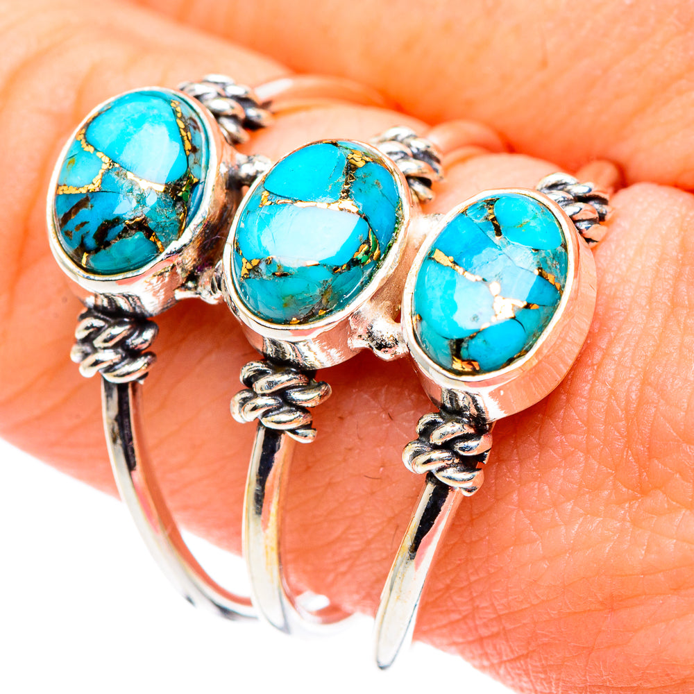 Blue Copper Composite Turquoise Rings handcrafted by Ana Silver Co - RING89994