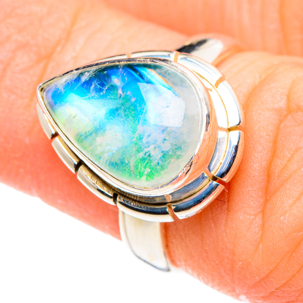 Green Moonstone Rings handcrafted by Ana Silver Co - RING89999