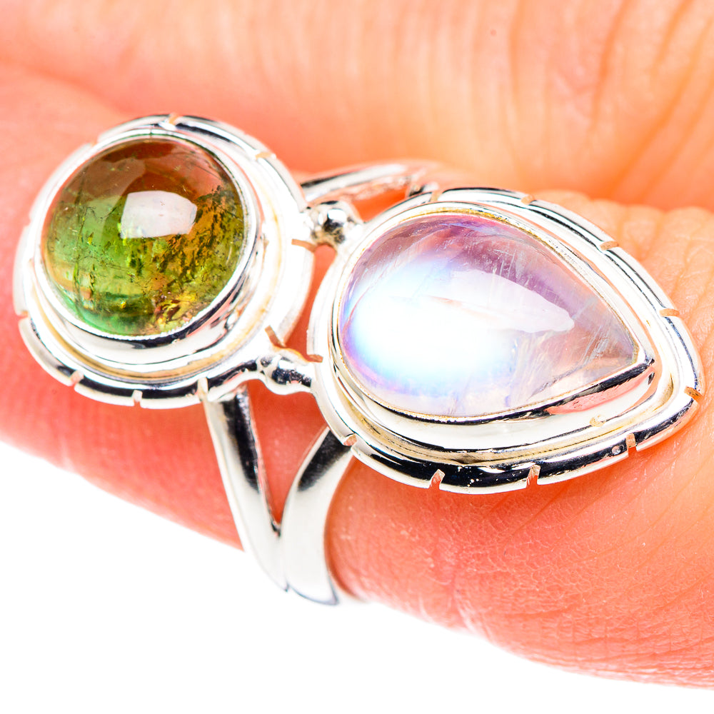 Rainbow Moonstone Rings handcrafted by Ana Silver Co - RING90041