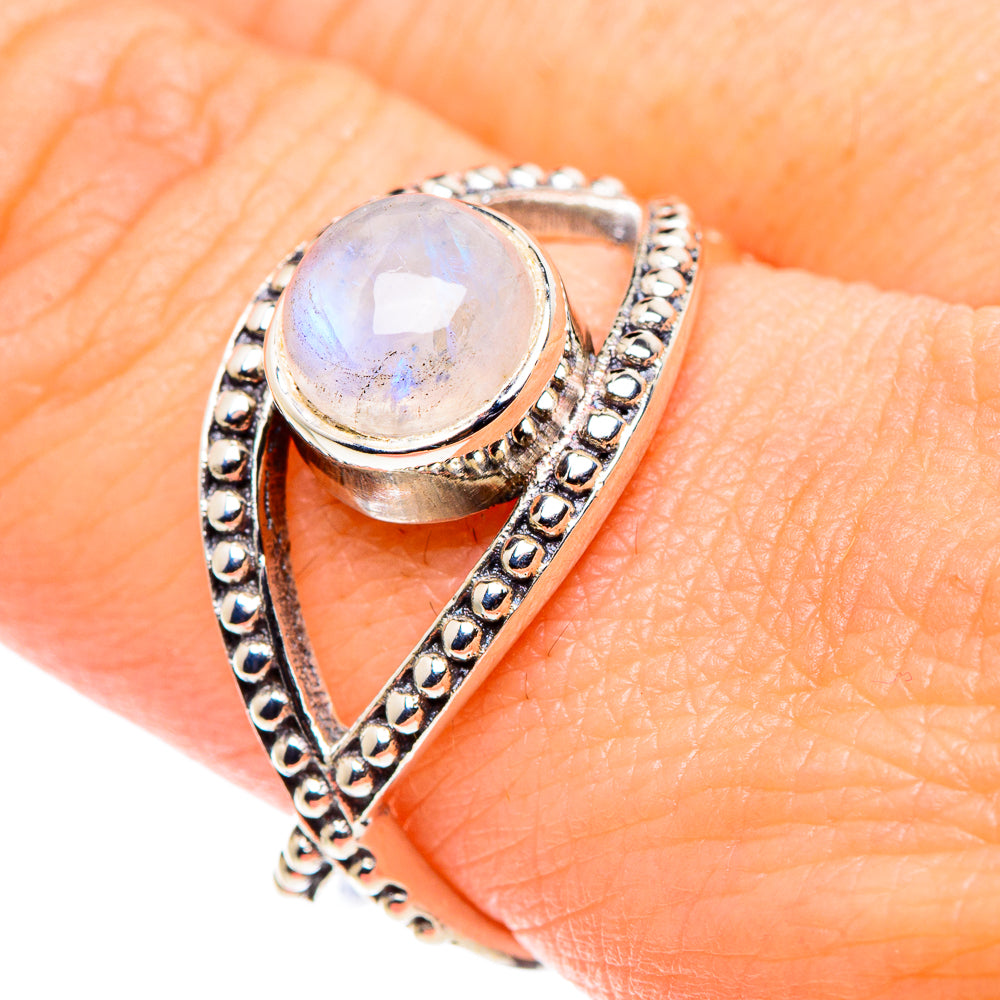 Rainbow Moonstone Rings handcrafted by Ana Silver Co - RING90059