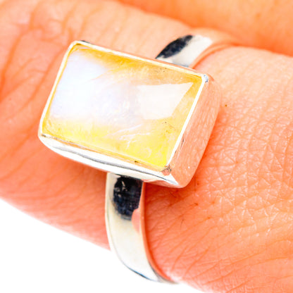 Yellow Moonstone Rings handcrafted by Ana Silver Co - RING90065