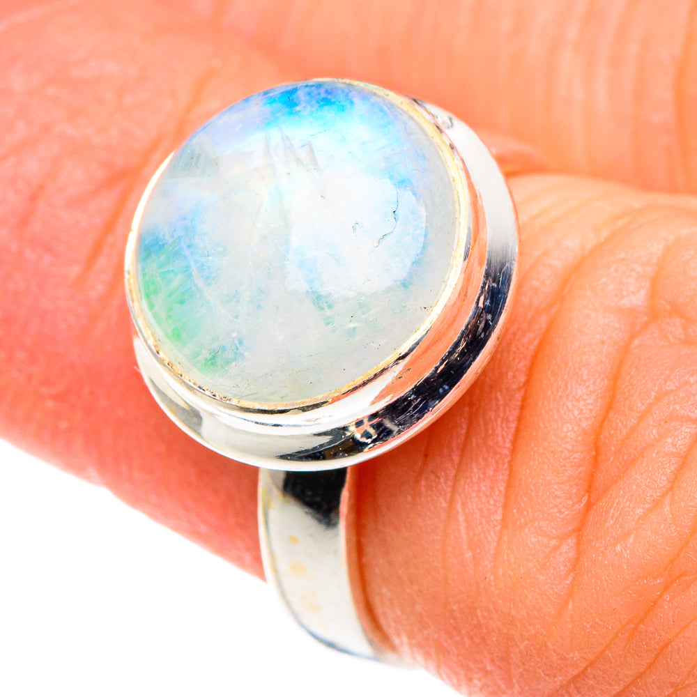 Rainbow Moonstone Rings handcrafted by Ana Silver Co - RING90076