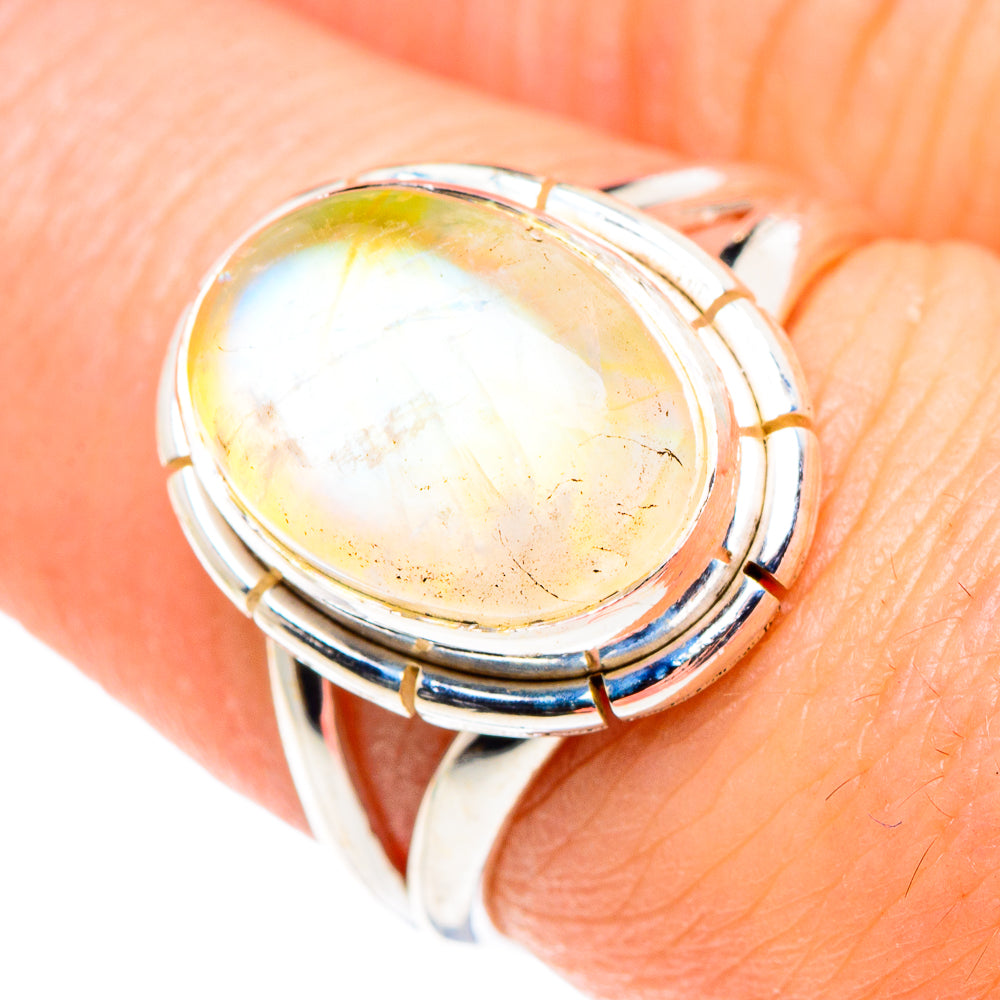 Yellow Moonstone Rings handcrafted by Ana Silver Co - RING90099