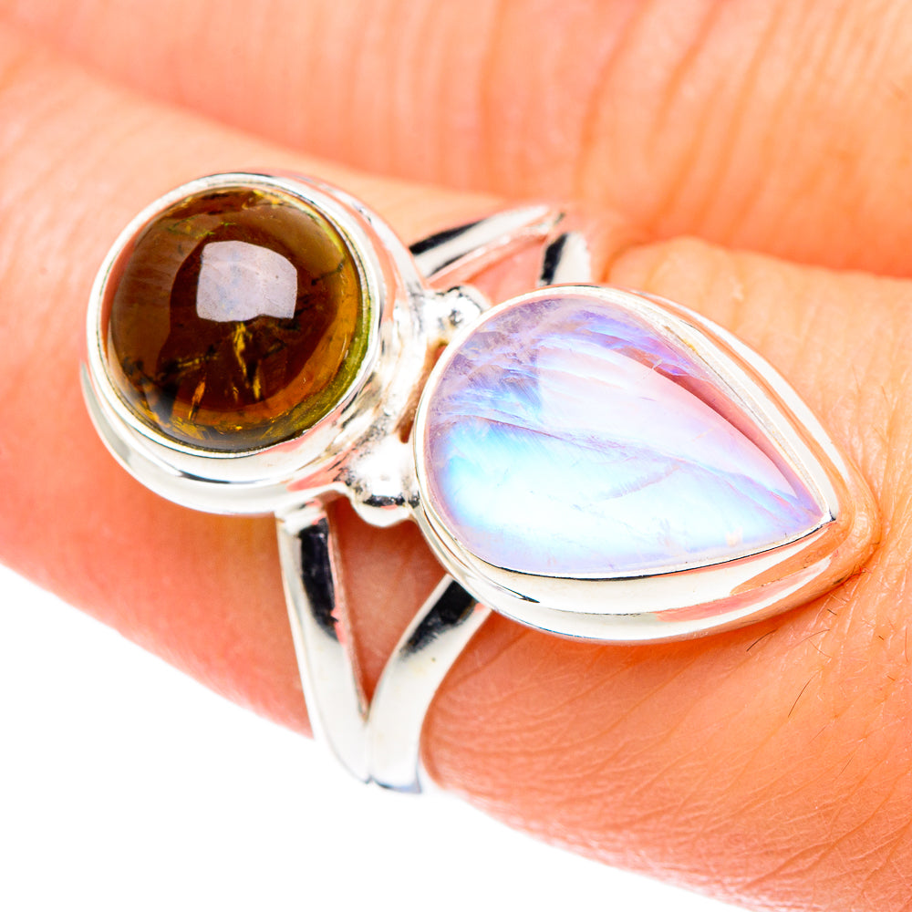 Rainbow Moonstone Rings handcrafted by Ana Silver Co - RING90111