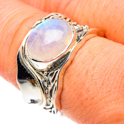 Rainbow Moonstone Rings handcrafted by Ana Silver Co - RING90129