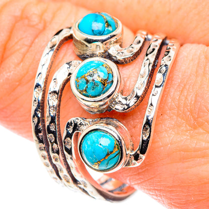 Blue Copper Composite Turquoise Rings handcrafted by Ana Silver Co - RING90135