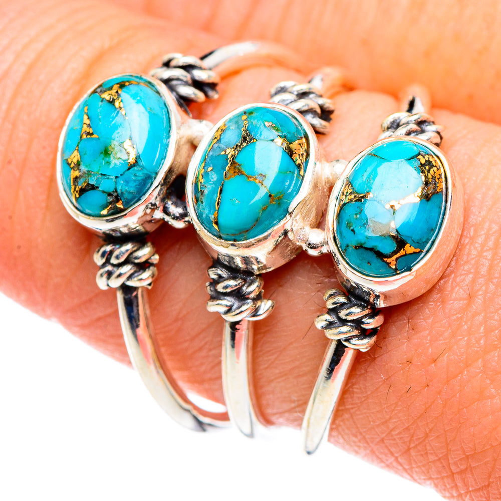 Blue Copper Composite Turquoise Rings handcrafted by Ana Silver Co - RING90140