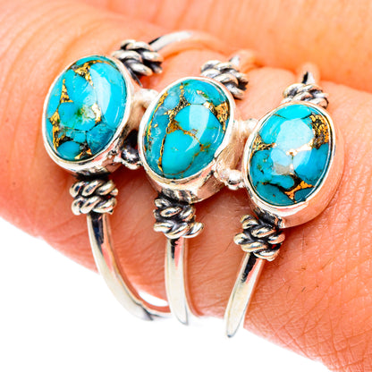 Blue Copper Composite Turquoise Rings handcrafted by Ana Silver Co - RING90140