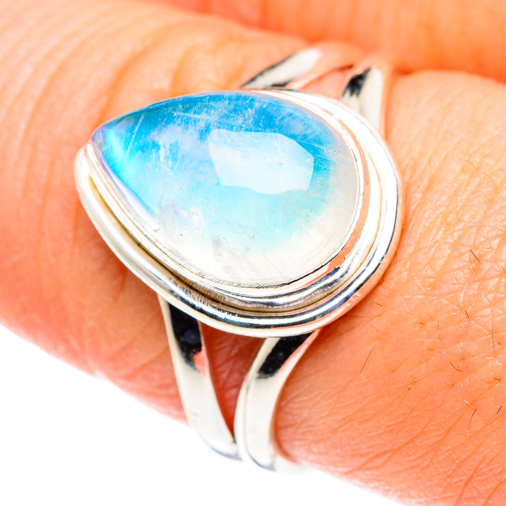 Rainbow Moonstone Rings handcrafted by Ana Silver Co - RING90144