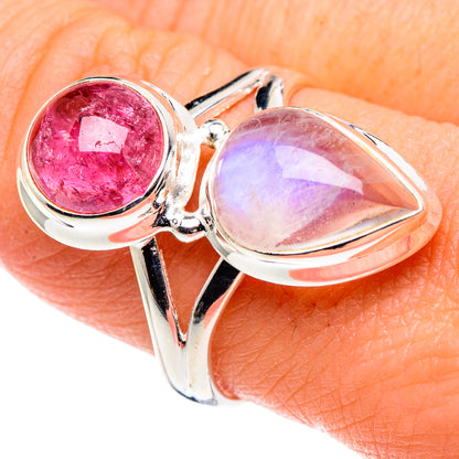 Rainbow Moonstone Rings handcrafted by Ana Silver Co - RING90153