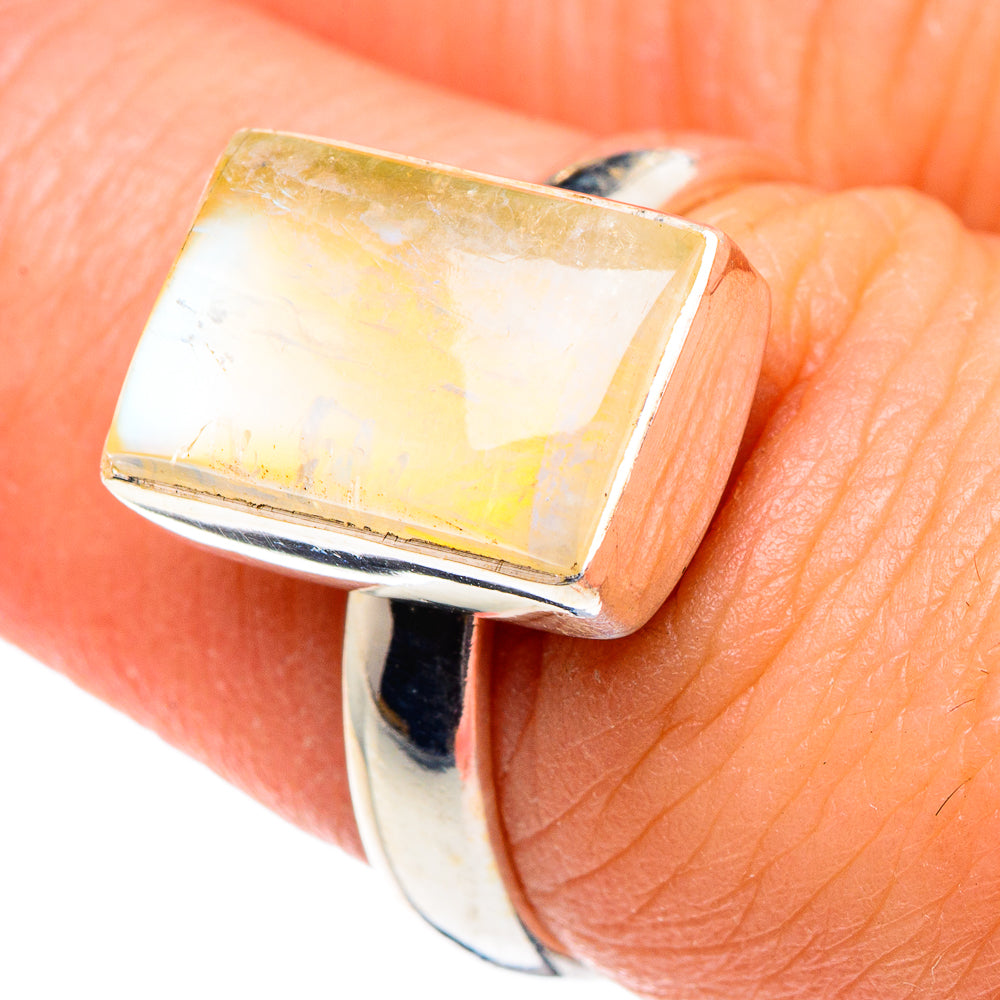 Yellow Moonstone Rings handcrafted by Ana Silver Co - RING90162