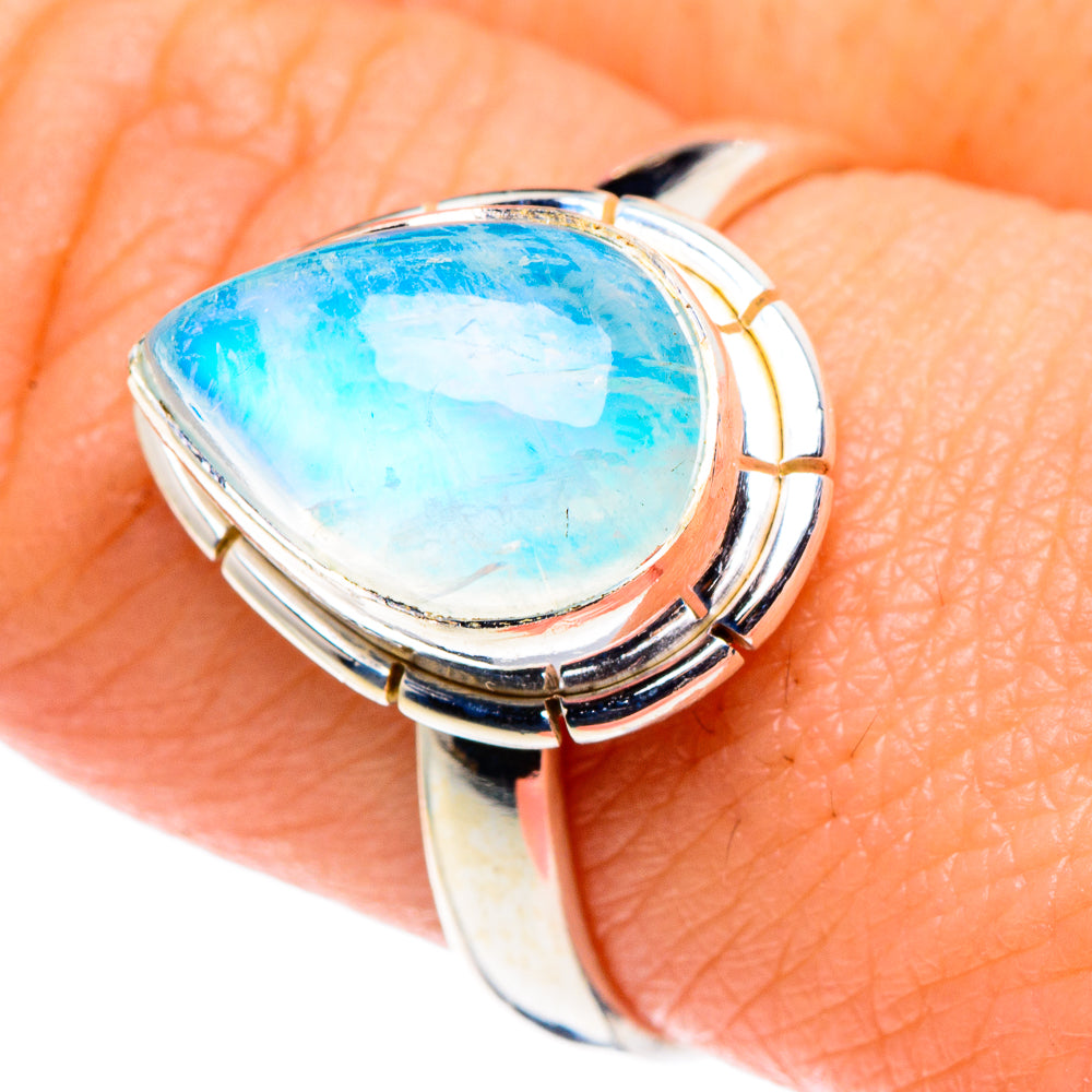 Rainbow Moonstone Rings handcrafted by Ana Silver Co - RING90178