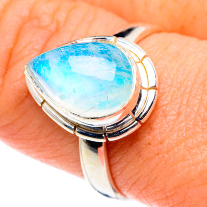 Rainbow Moonstone Rings handcrafted by Ana Silver Co - RING90178