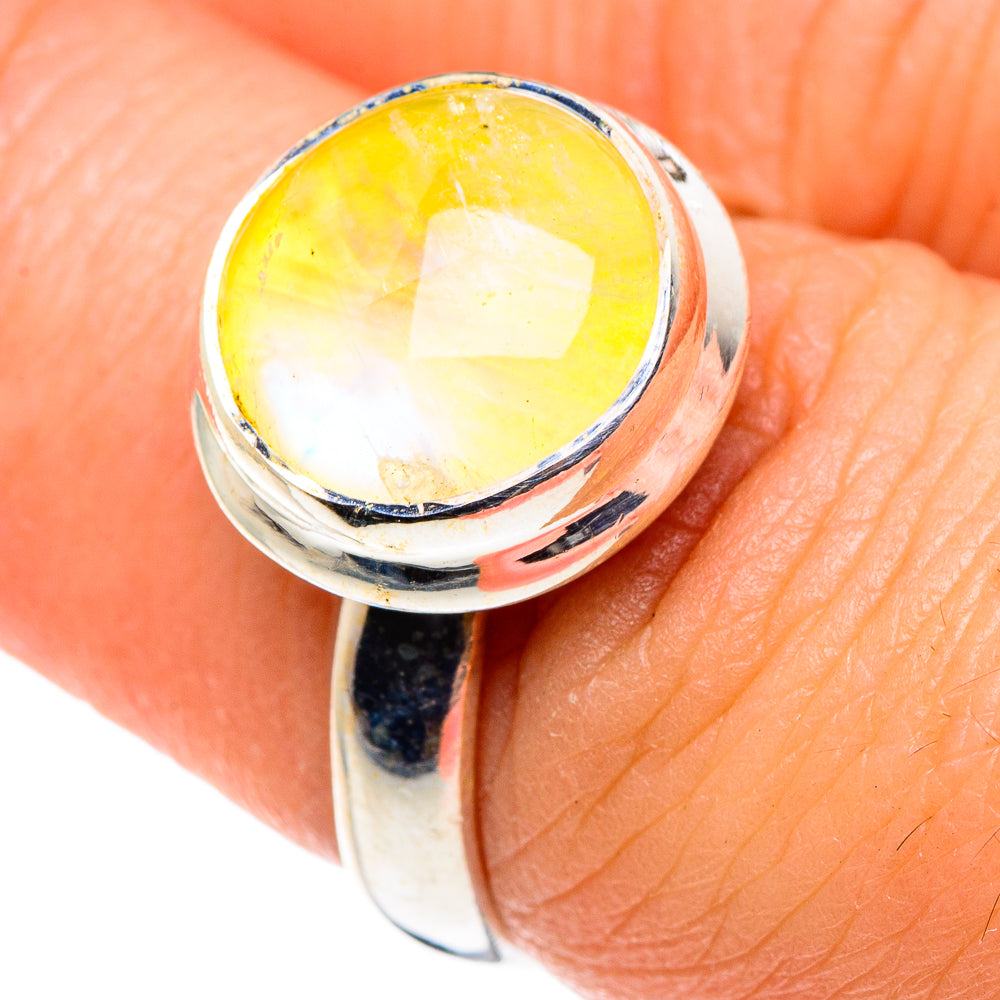 Yellow Moonstone Rings handcrafted by Ana Silver Co - RING90195