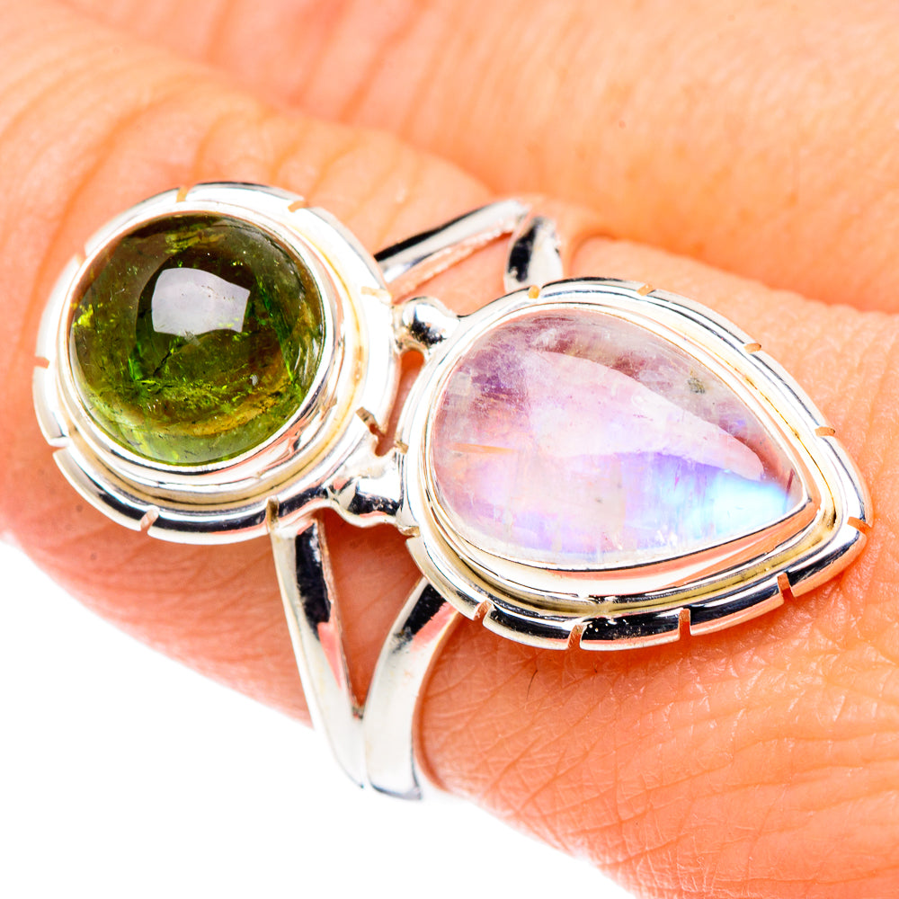 Rainbow Moonstone Rings handcrafted by Ana Silver Co - RING90207