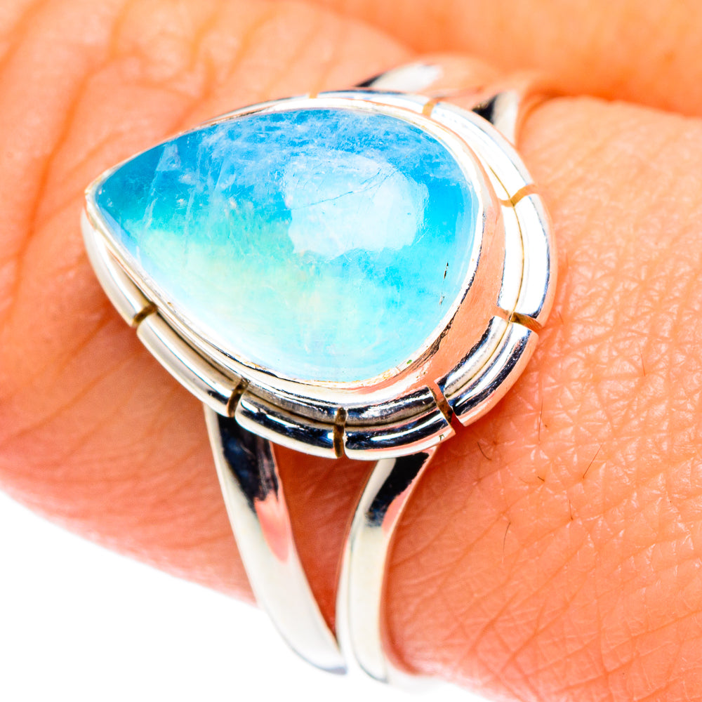 Rainbow Moonstone Rings handcrafted by Ana Silver Co - RING90210