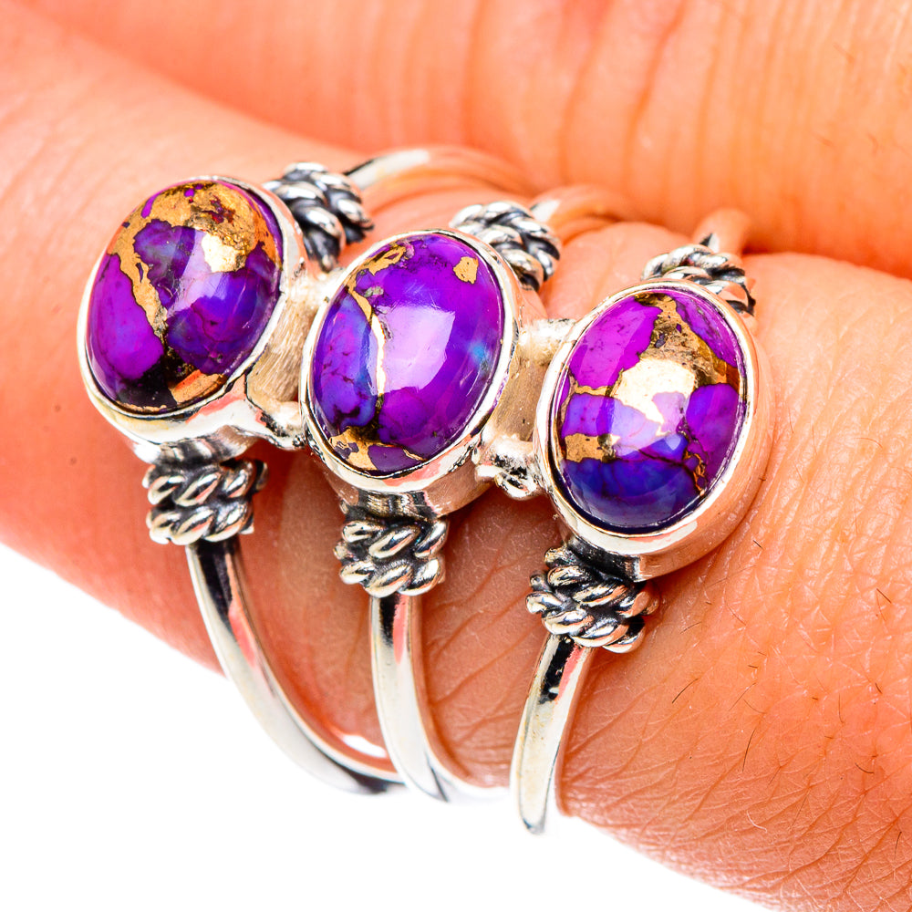 Purple Copper Composite Turquoise Rings handcrafted by Ana Silver Co - RING90222
