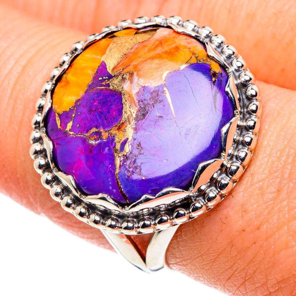 Purple Copper Composite Turquoise Rings handcrafted by Ana Silver Co - RING90223