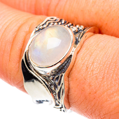 Rainbow Moonstone Rings handcrafted by Ana Silver Co - RING90226
