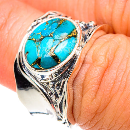 Blue Copper Composite Turquoise Rings handcrafted by Ana Silver Co - RING90232