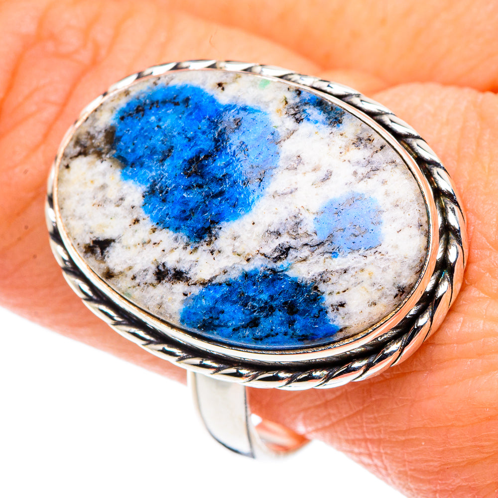 K2 Blue Azurite Rings handcrafted by Ana Silver Co - RING90241