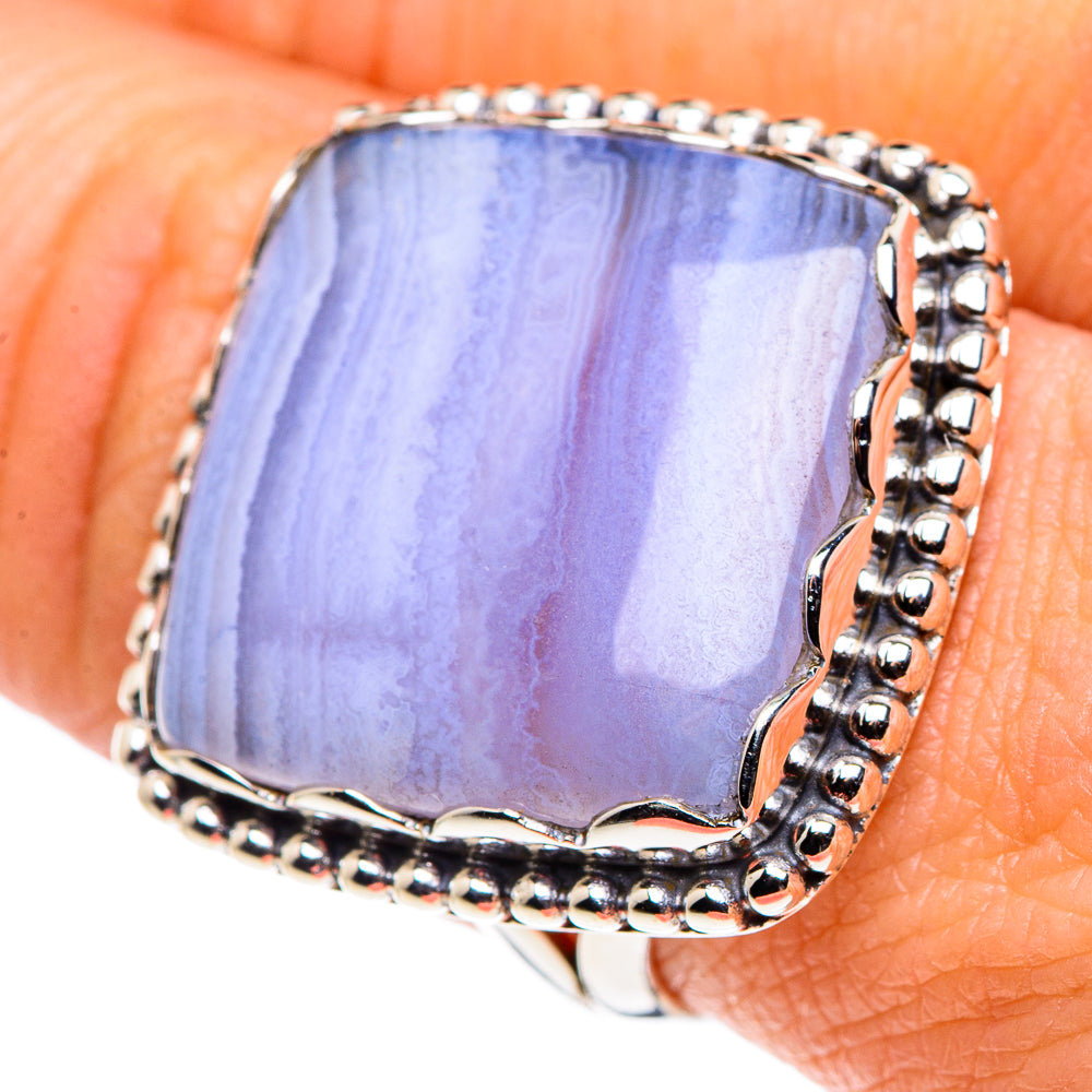 Blue Lace Agate Rings handcrafted by Ana Silver Co - RING90269