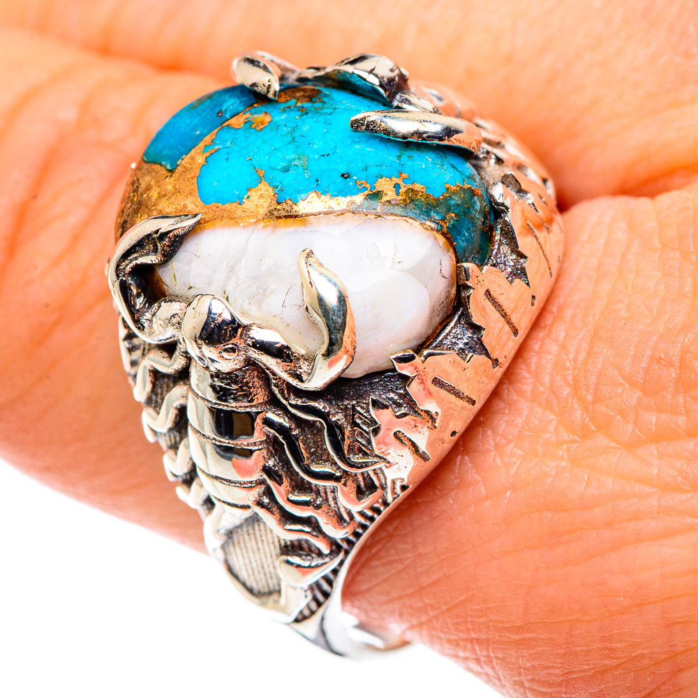Blue Copper Composite Turquoise Rings handcrafted by Ana Silver Co - RING90283
